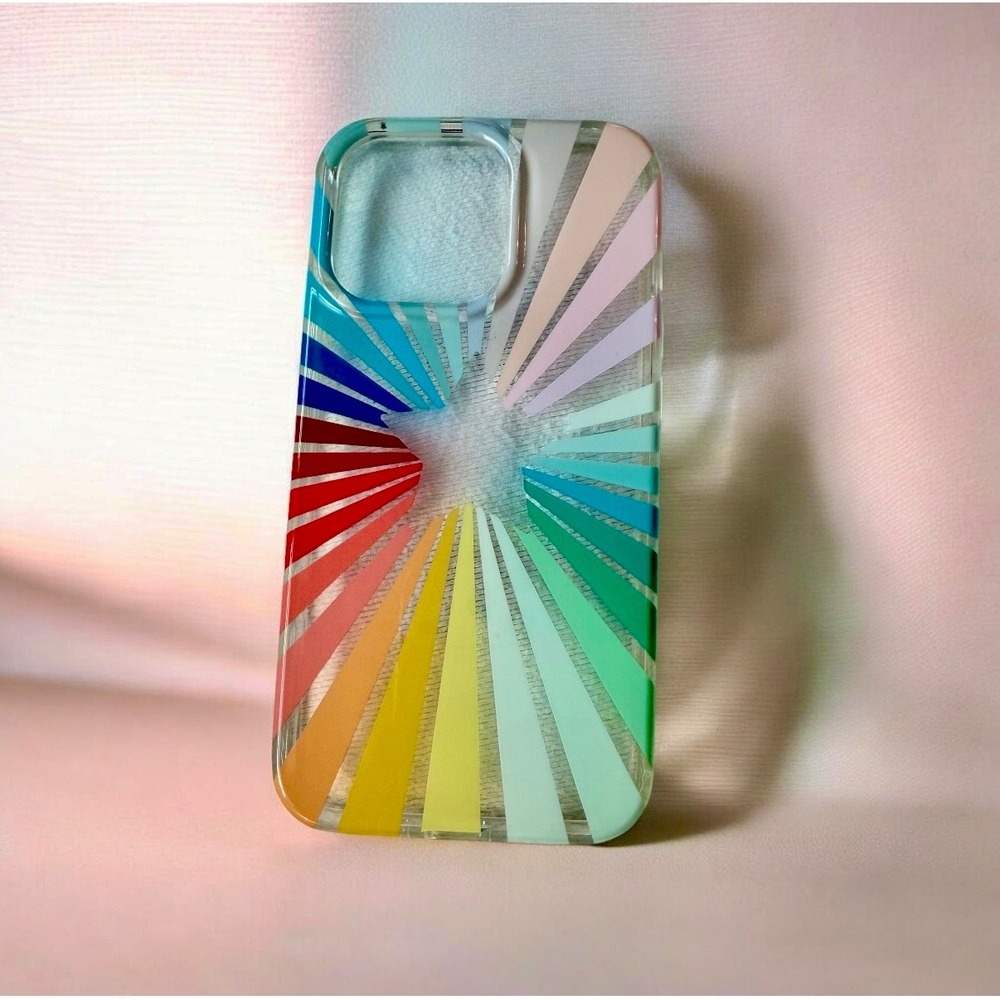 Tech21 Evo Art iPhone‎ 13 Pro Case Rainbow Starburst Clear Protective Cover